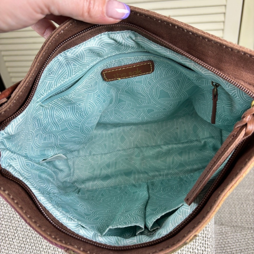 The Sak Elliot Lucca Brown Multi Patchwork Leather Indio Shoulder Bag 90s Purse - Picture 5 of 5